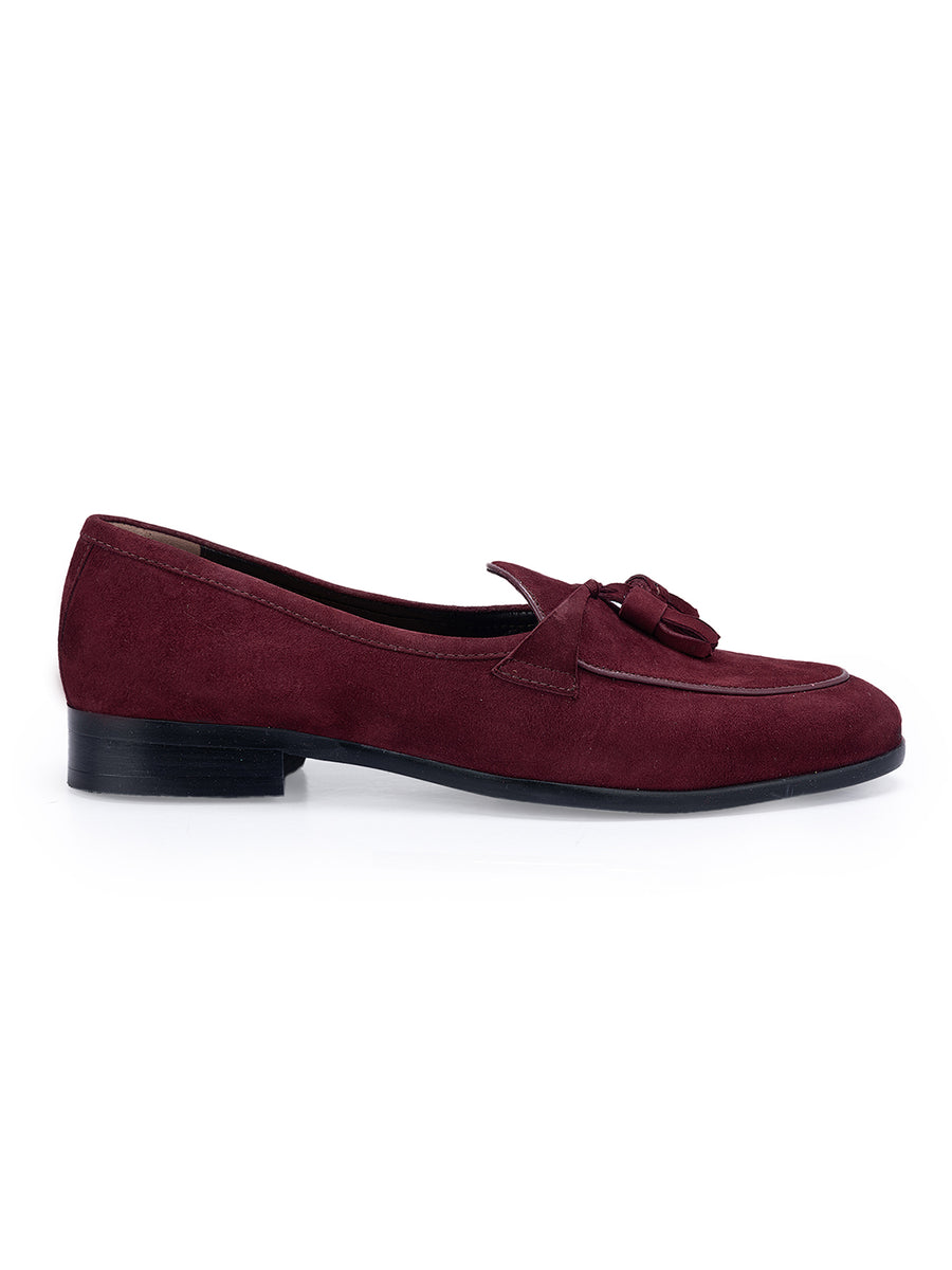 Burgundy Suede Loafers With Tassels Rosso Brunello Leathers Pvt Ltd burgundy-suede-loafers-with-tassels-rosso-brunello-leathers-pvt-ltd