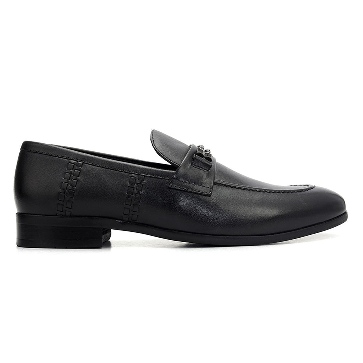 Black Loafers With Braided Panel