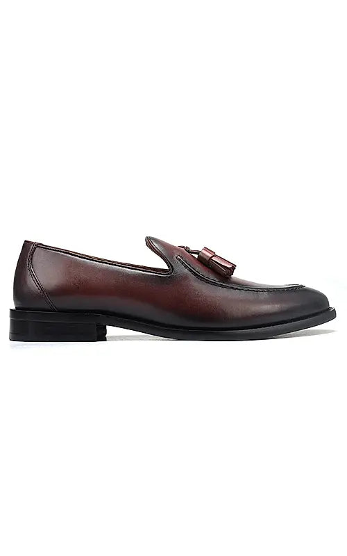 Burgundy Leather Loafers With Tassels – Rosso Brunello  display picture 1