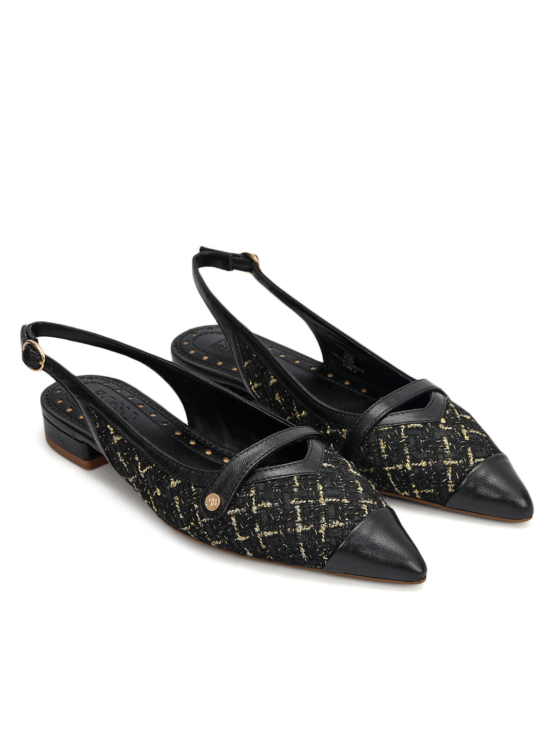 Black Tweed Slingback Flats