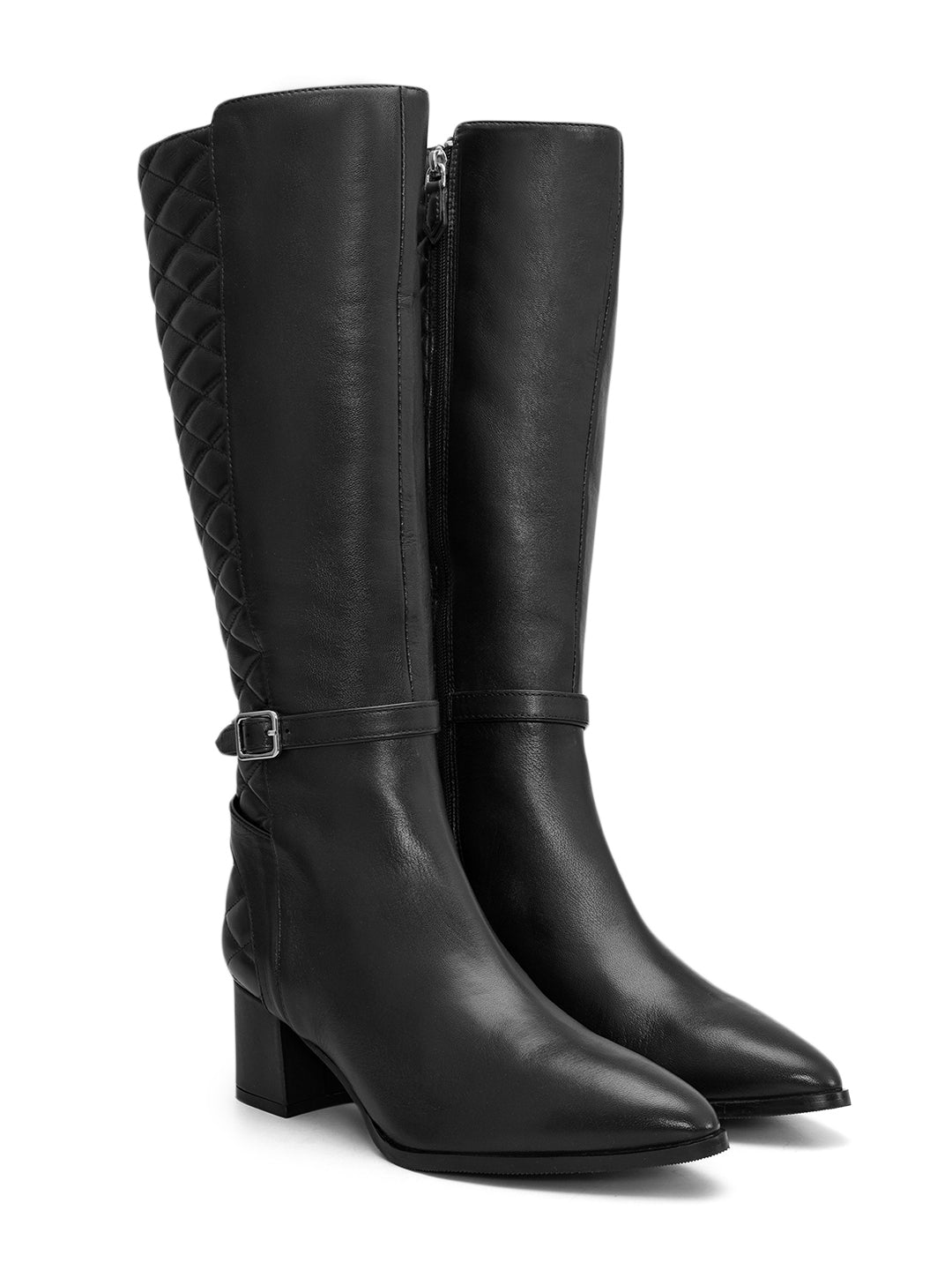 Black Quilted Knee Hight Boots