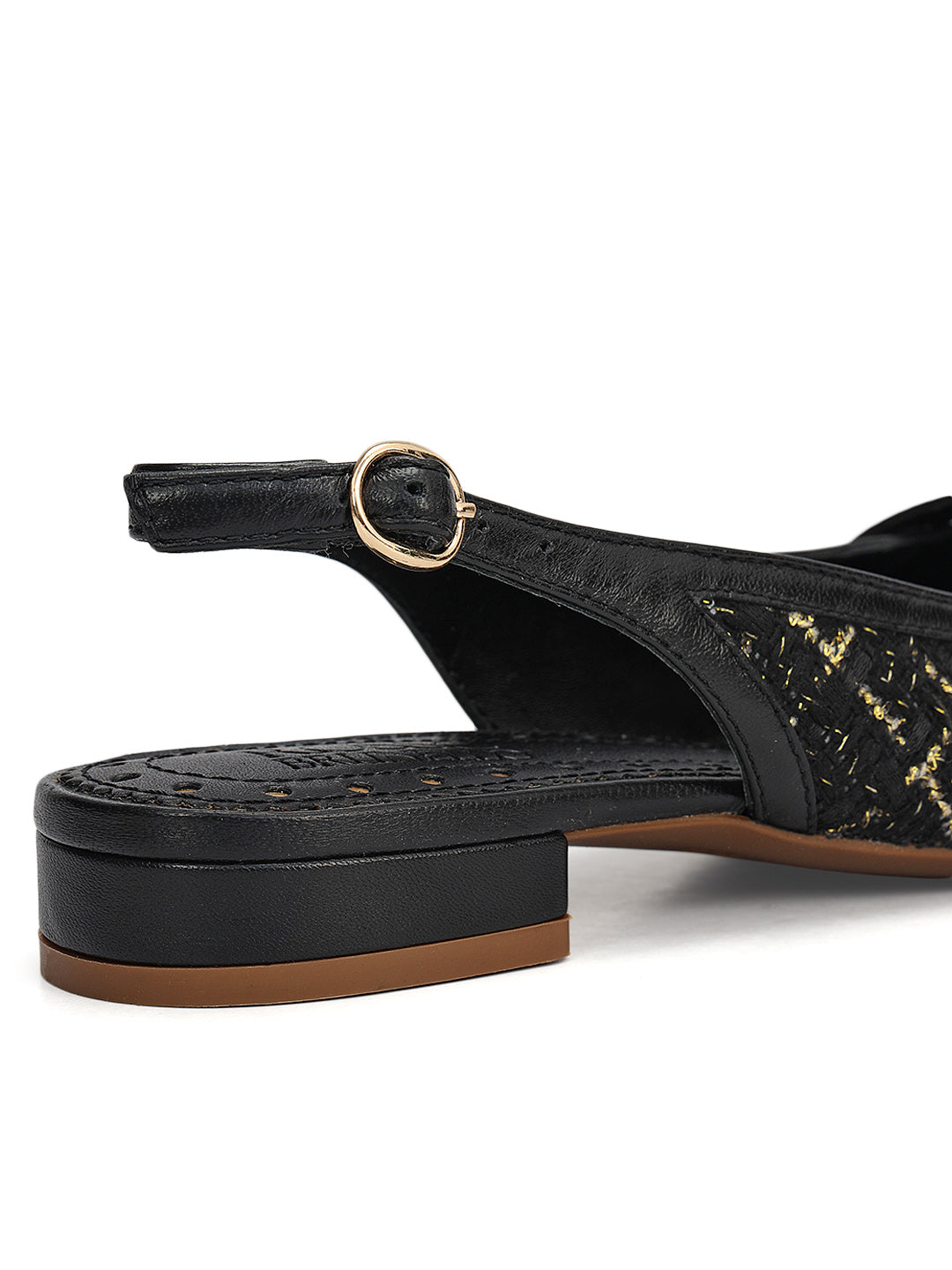 Black Tweed Slingback Flats – Rosso Brunello Leathers Pvt. Ltd.