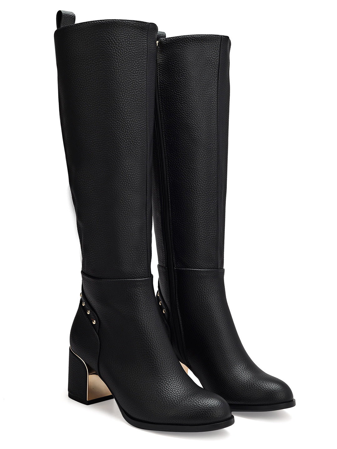 Black Leather Knee High Boots 35 Black - Main Image