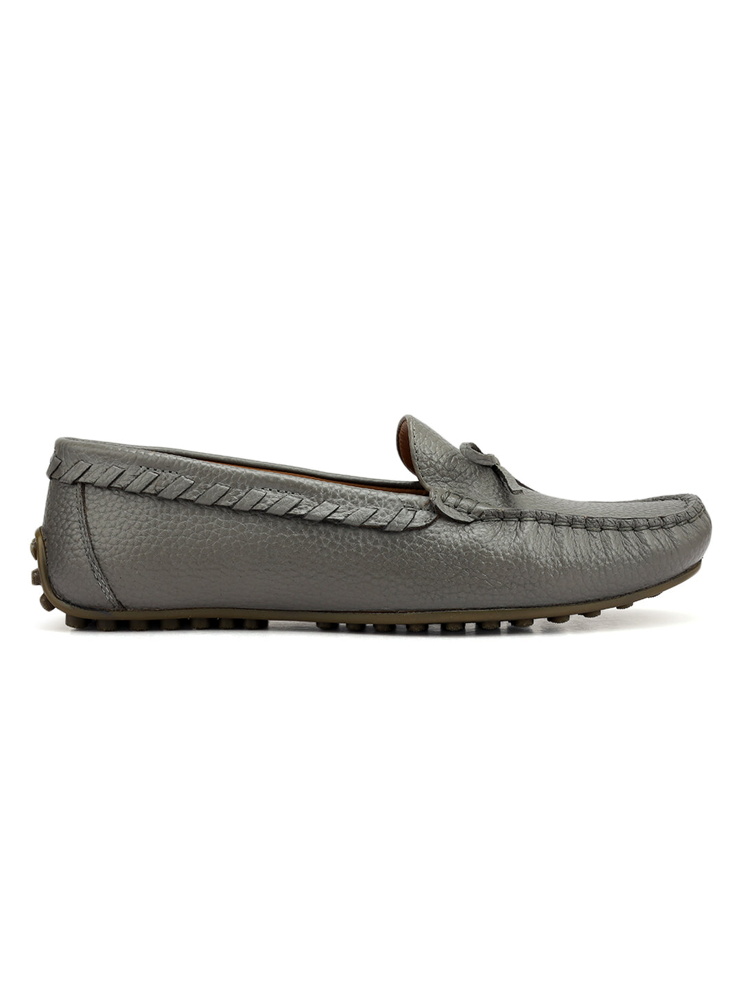 Grey Moccasins With Bow Detail