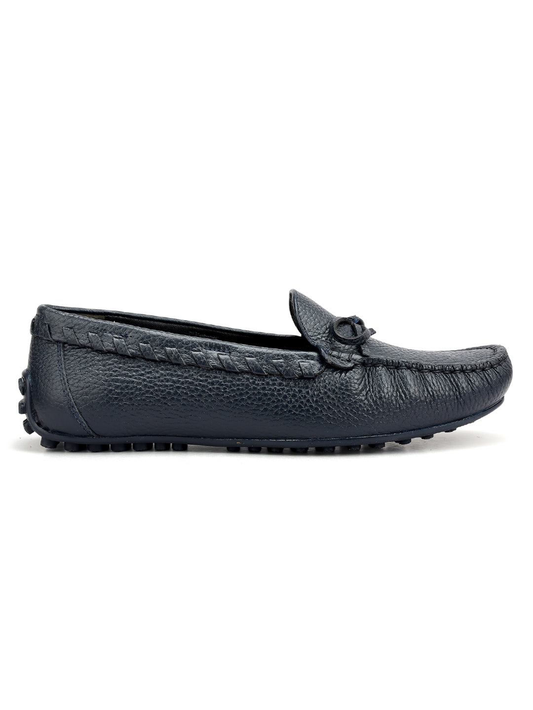 Blue Moccasins With Bow Detail