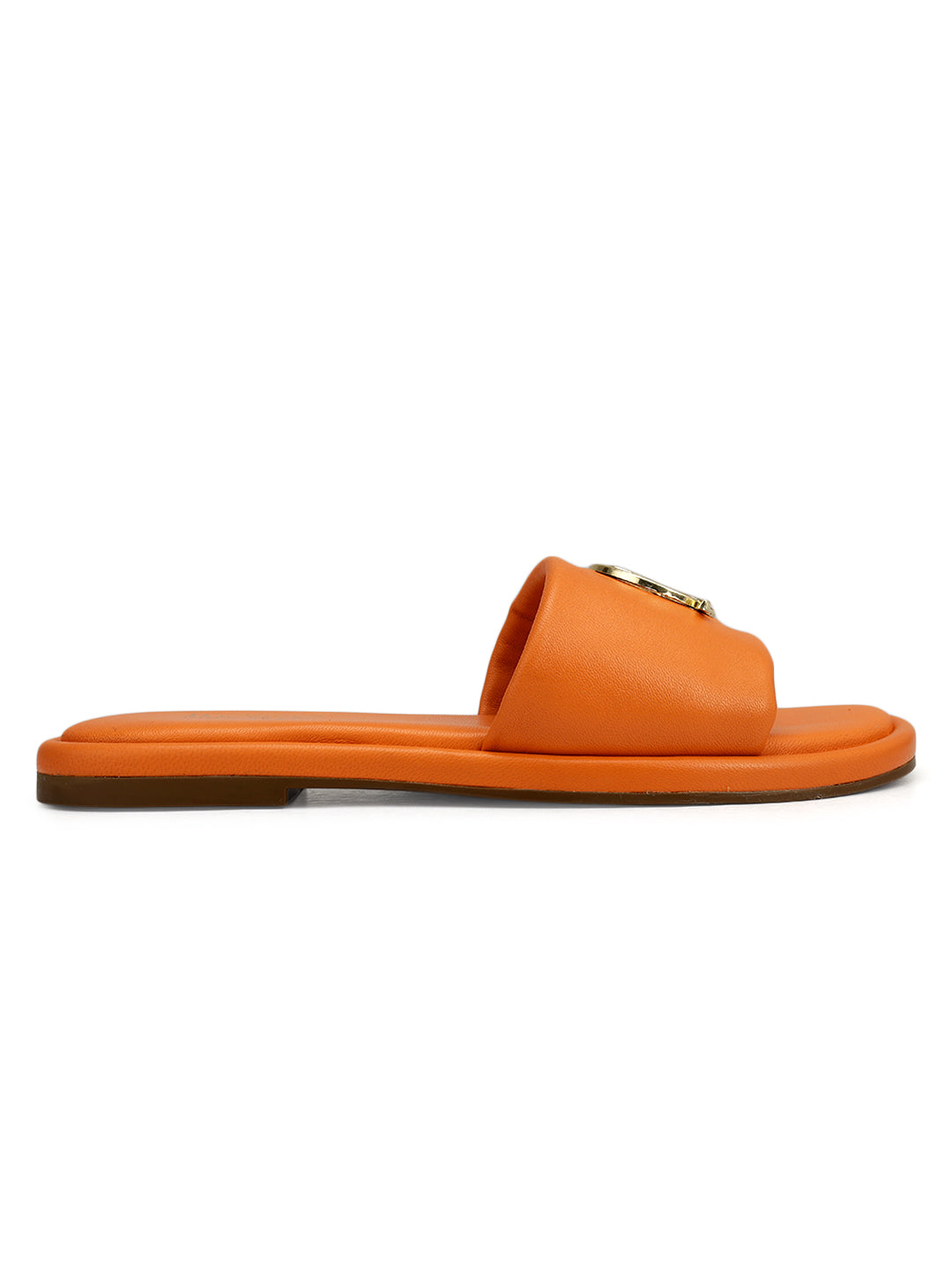 Orange Sliders With Logo Buckle
