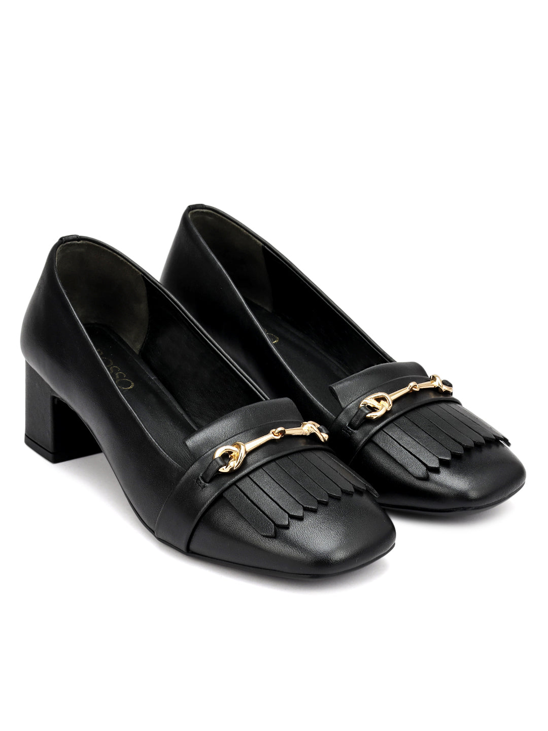 Black Block Heels With Buckle