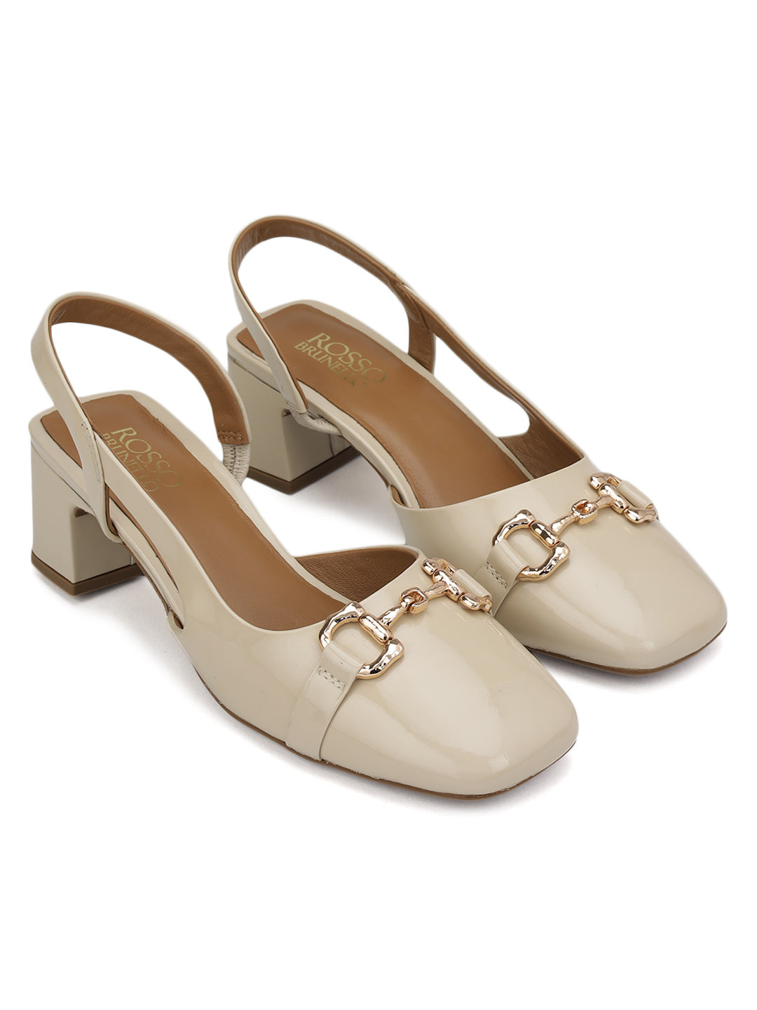 White Block Heels with Buckle 35 White