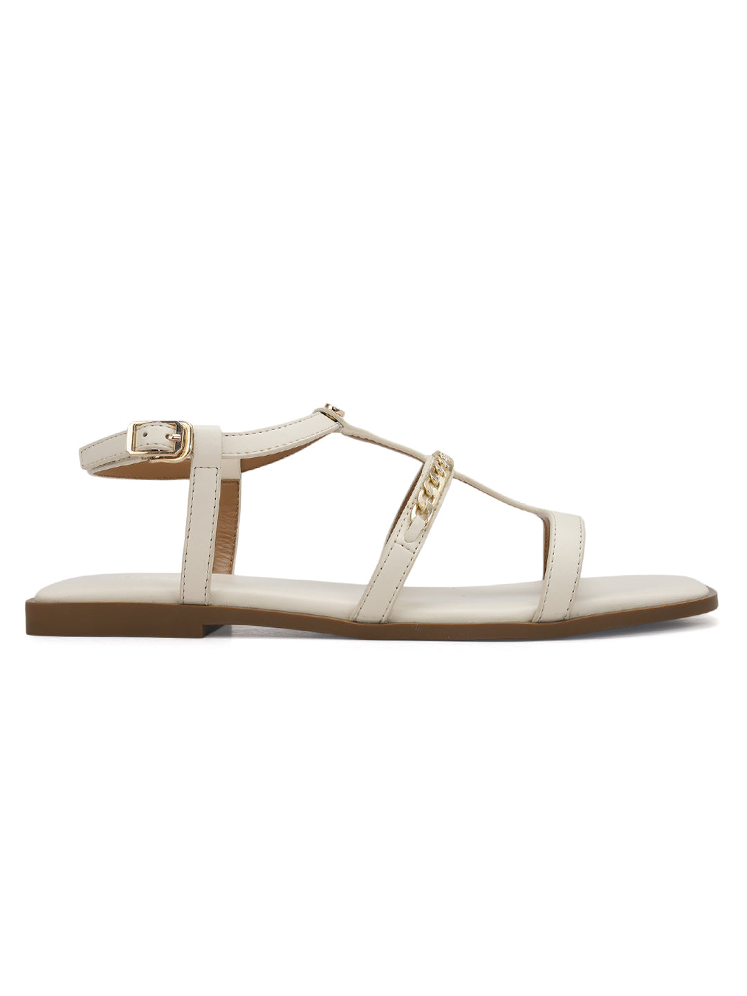 White T-Bar Chain Link Flats 35 White - Main Image