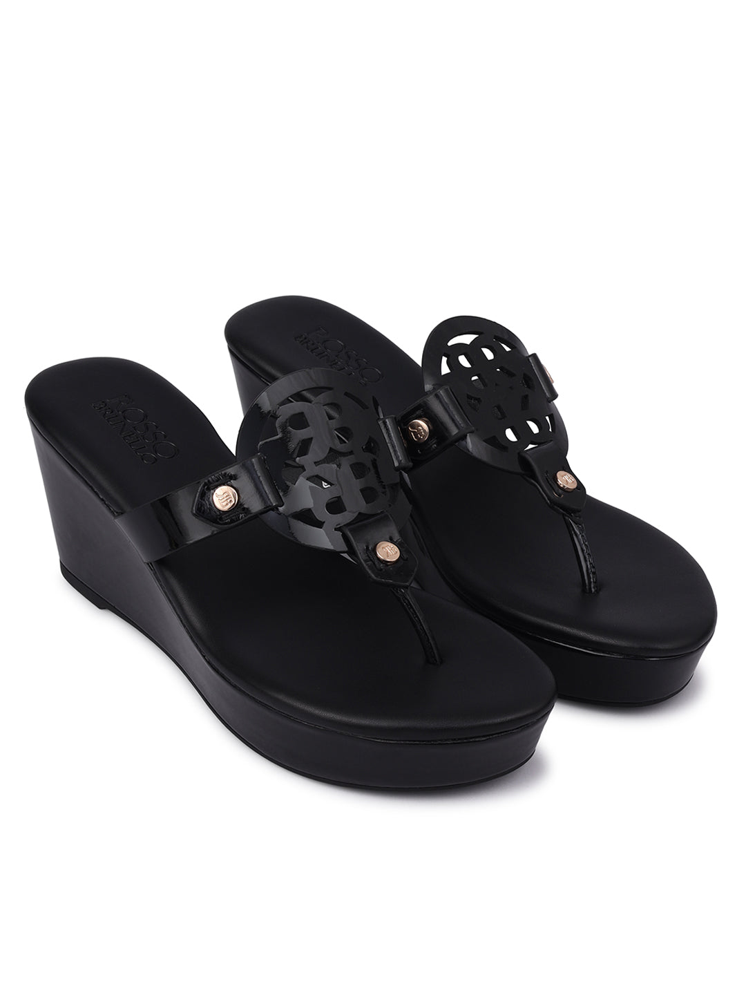 Black Wedges With Logo Cutout