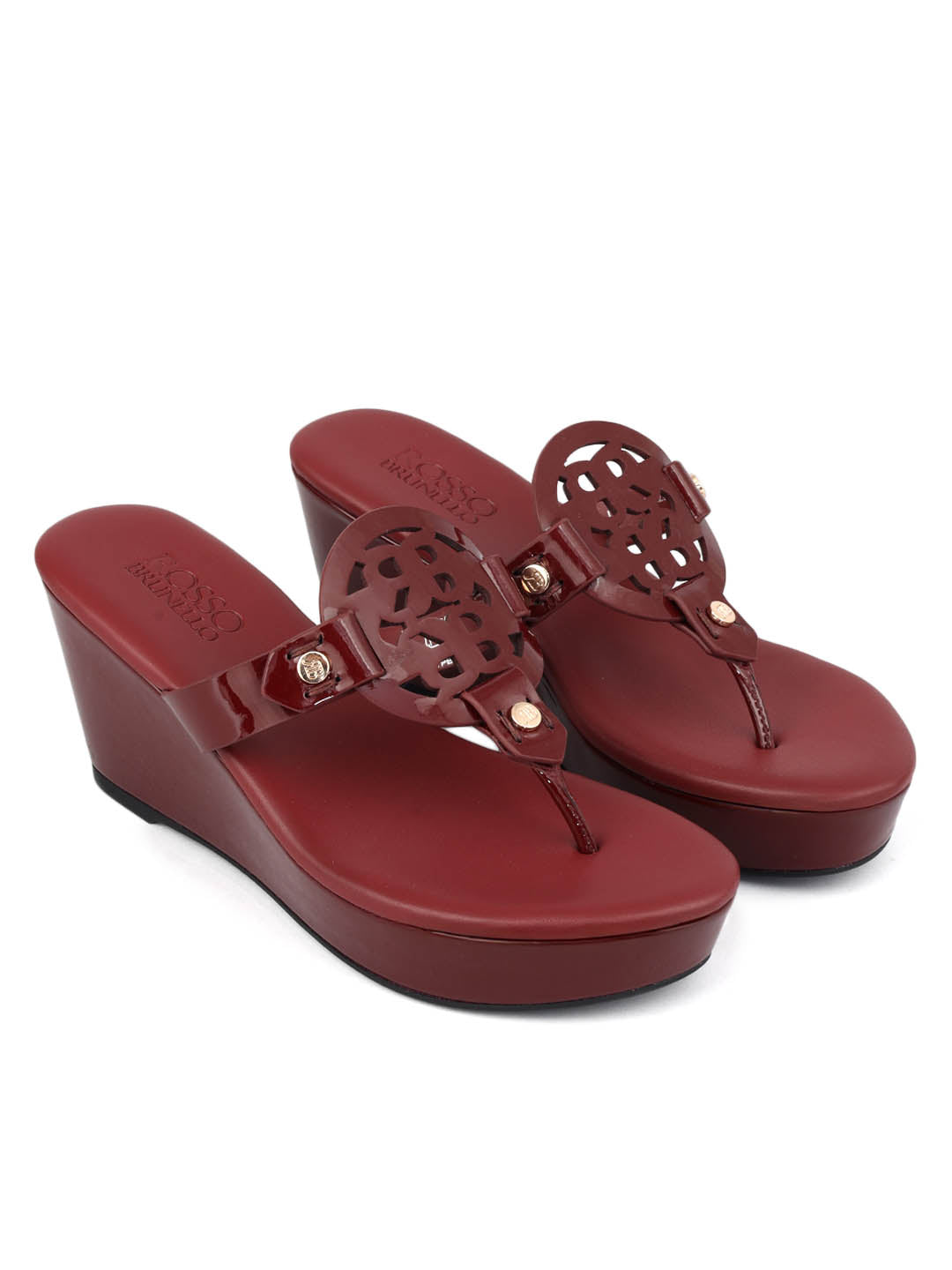 Burgundy Wedges With Logo Cutout