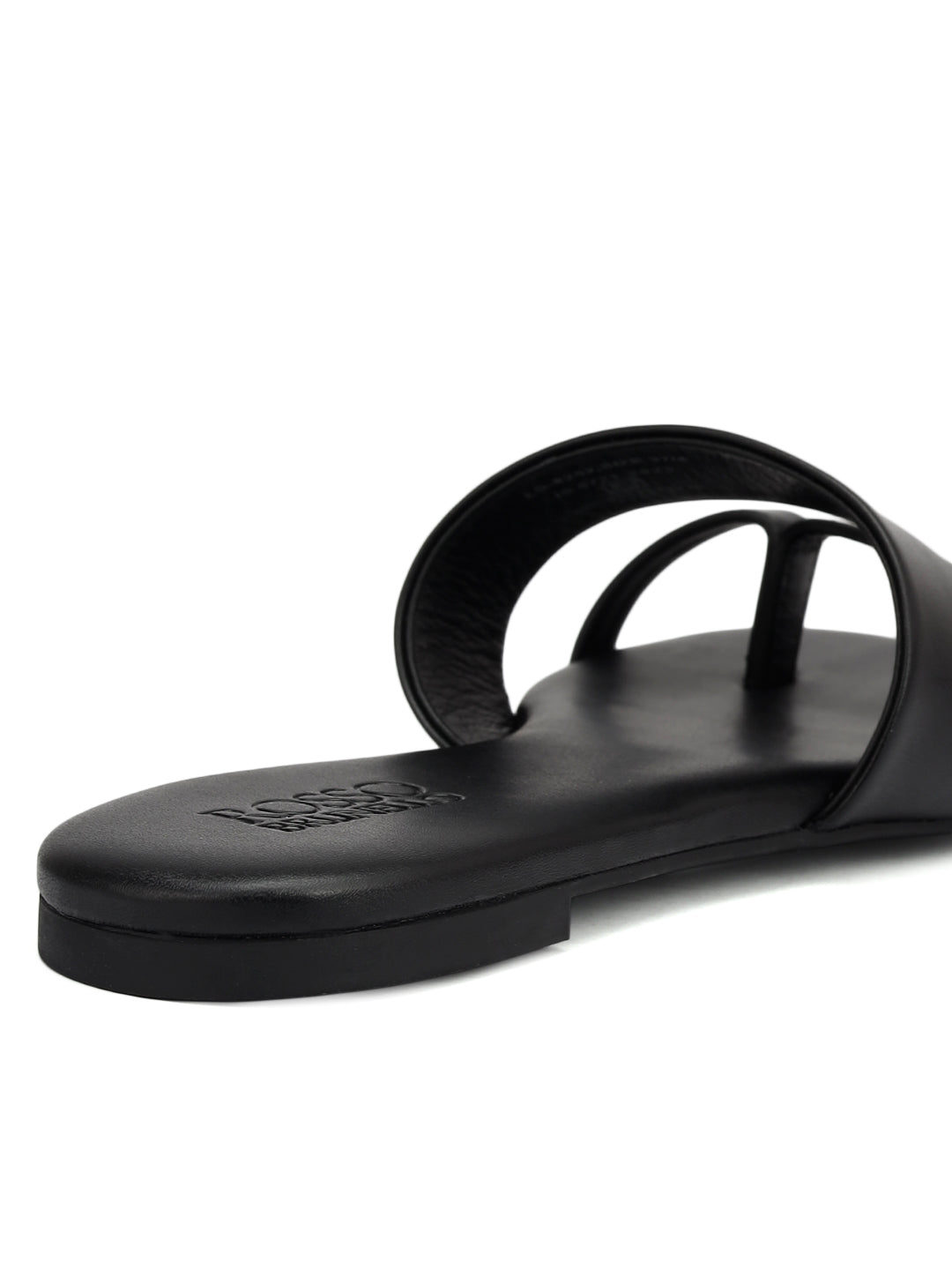 Black Leather Open Toe Flats – Rosso Brunello Leathers Pvt. Ltd.