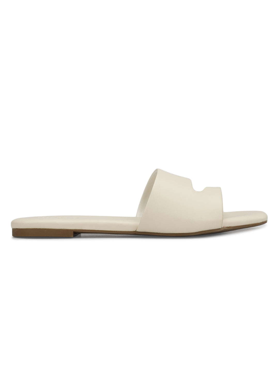 White Leather Open Toe Flats
