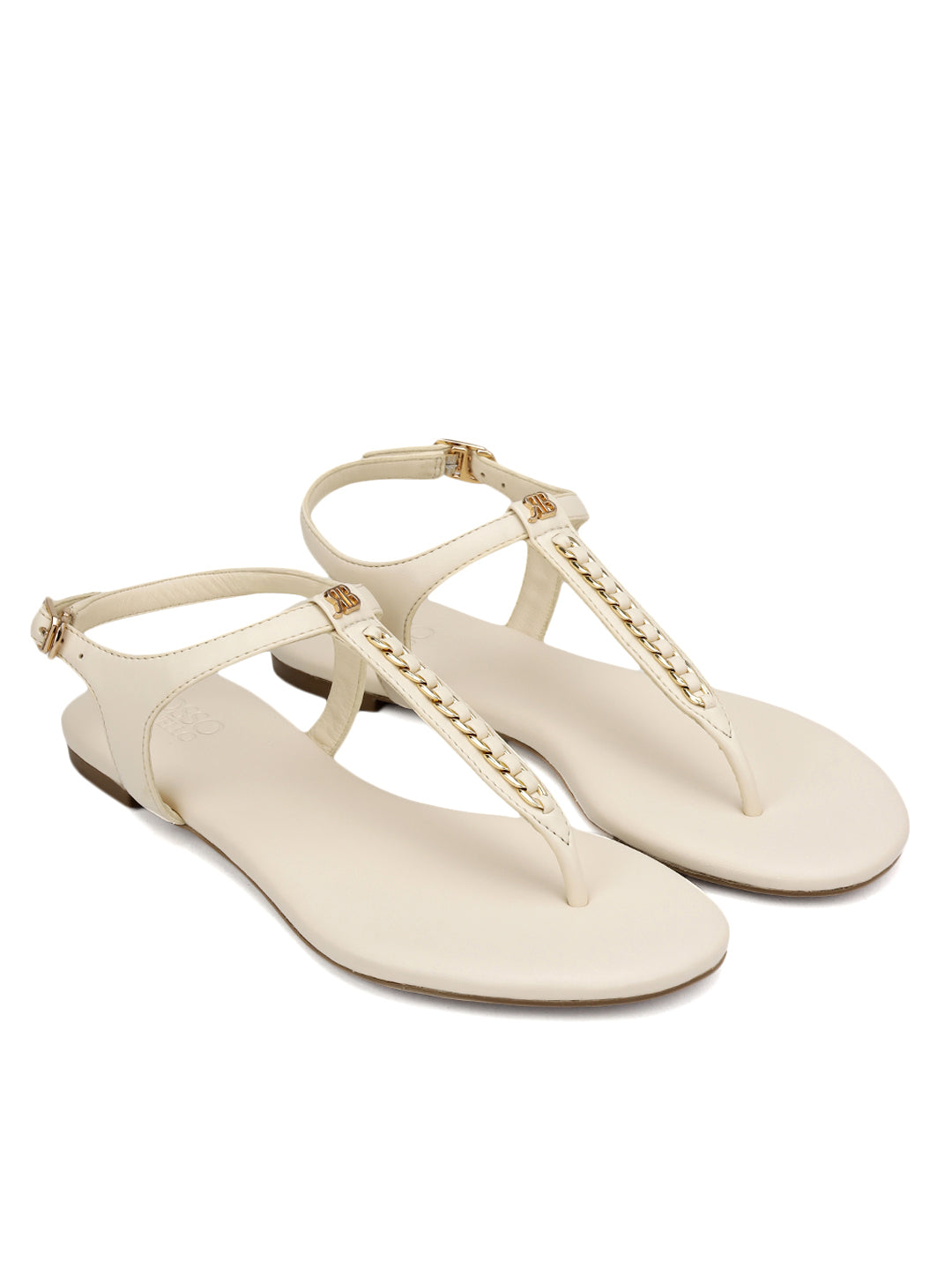 White T-Strap Leather Flats