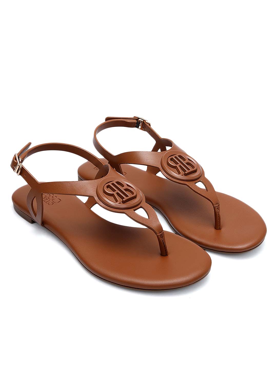 Tan Logo Leather Flats