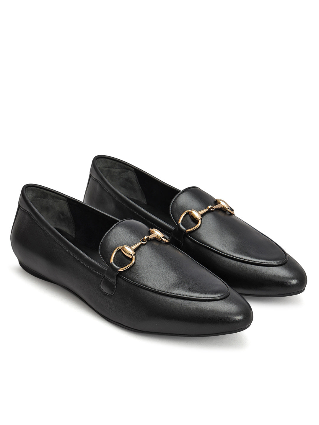 Black Loafers With Metal Accent