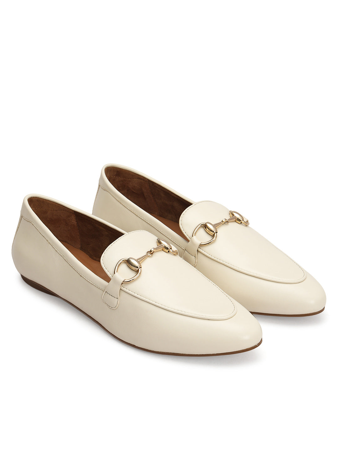 White Loafers With Metal Accent