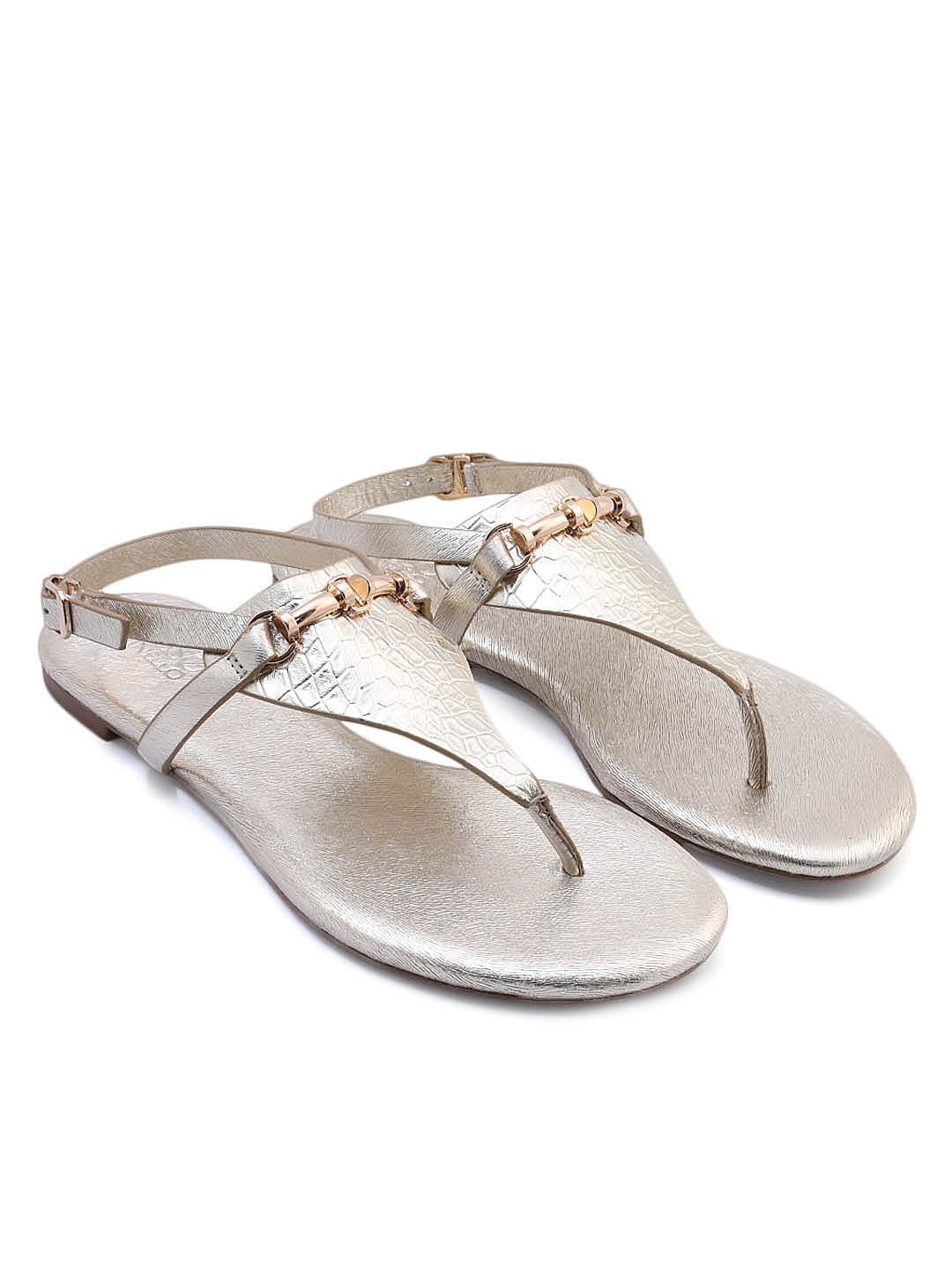 Golden Flats With Metal Accent