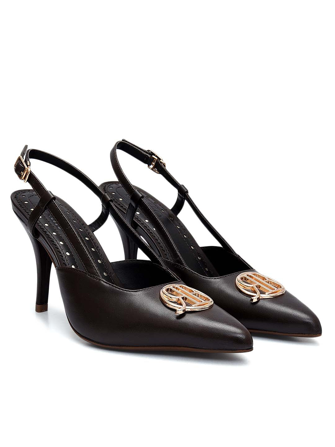 Brown Monogram Slingback Heels