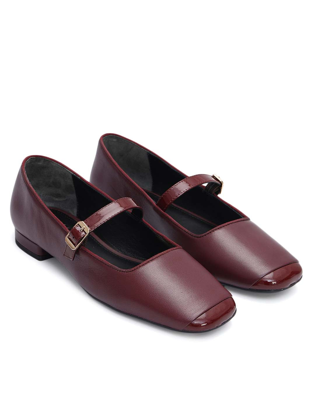 Burgundy Ballerinas with Strap Detailing
