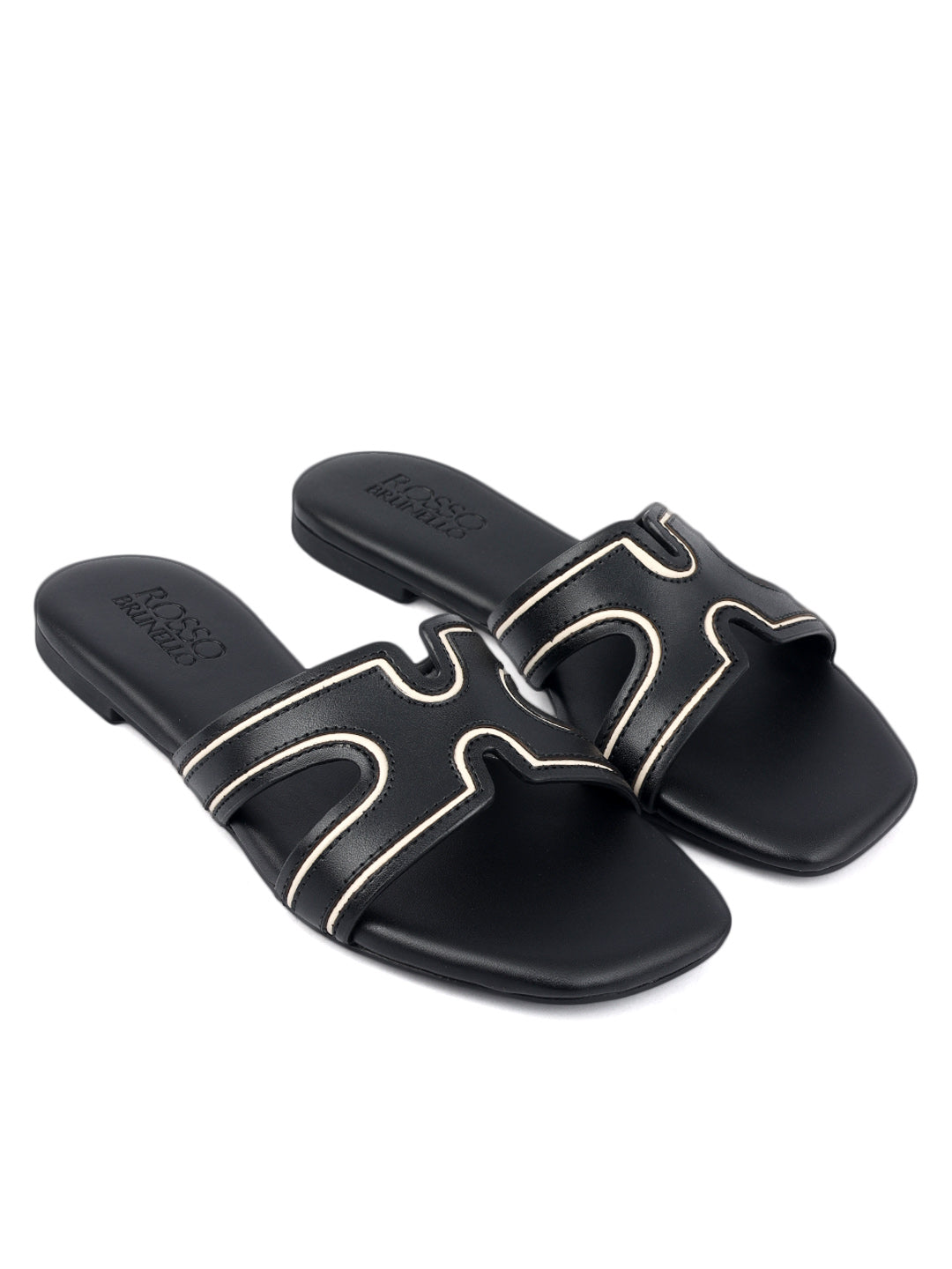 Black Sliders with Contrasting Trim