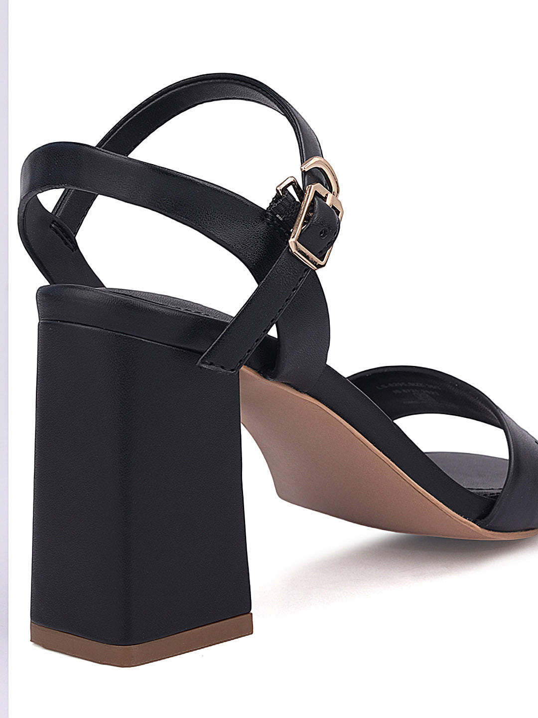 Black Leather Block Heels 35 Black - Main Image