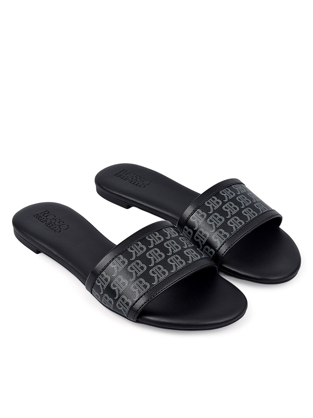 Black Monogram Flats