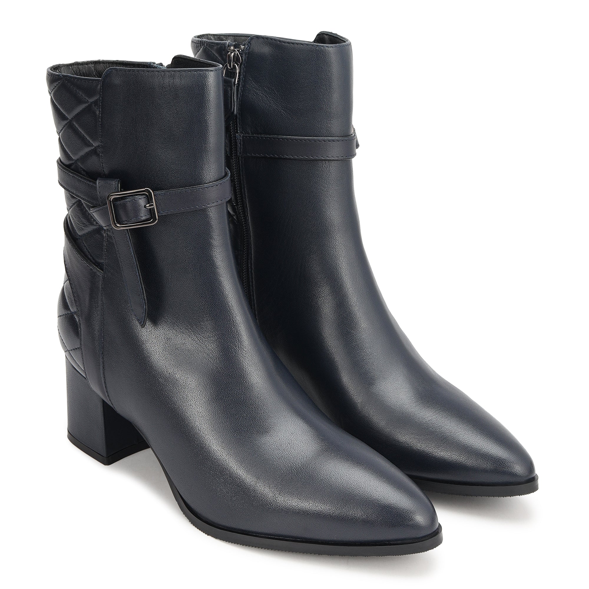 Blue Quilted Ankle Boots