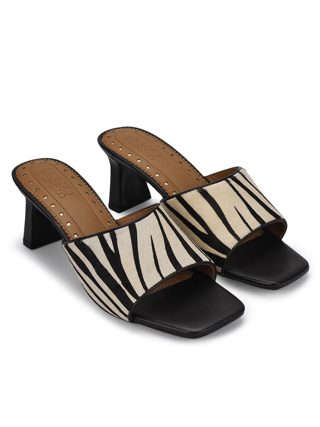 Black Fur Textured Heels