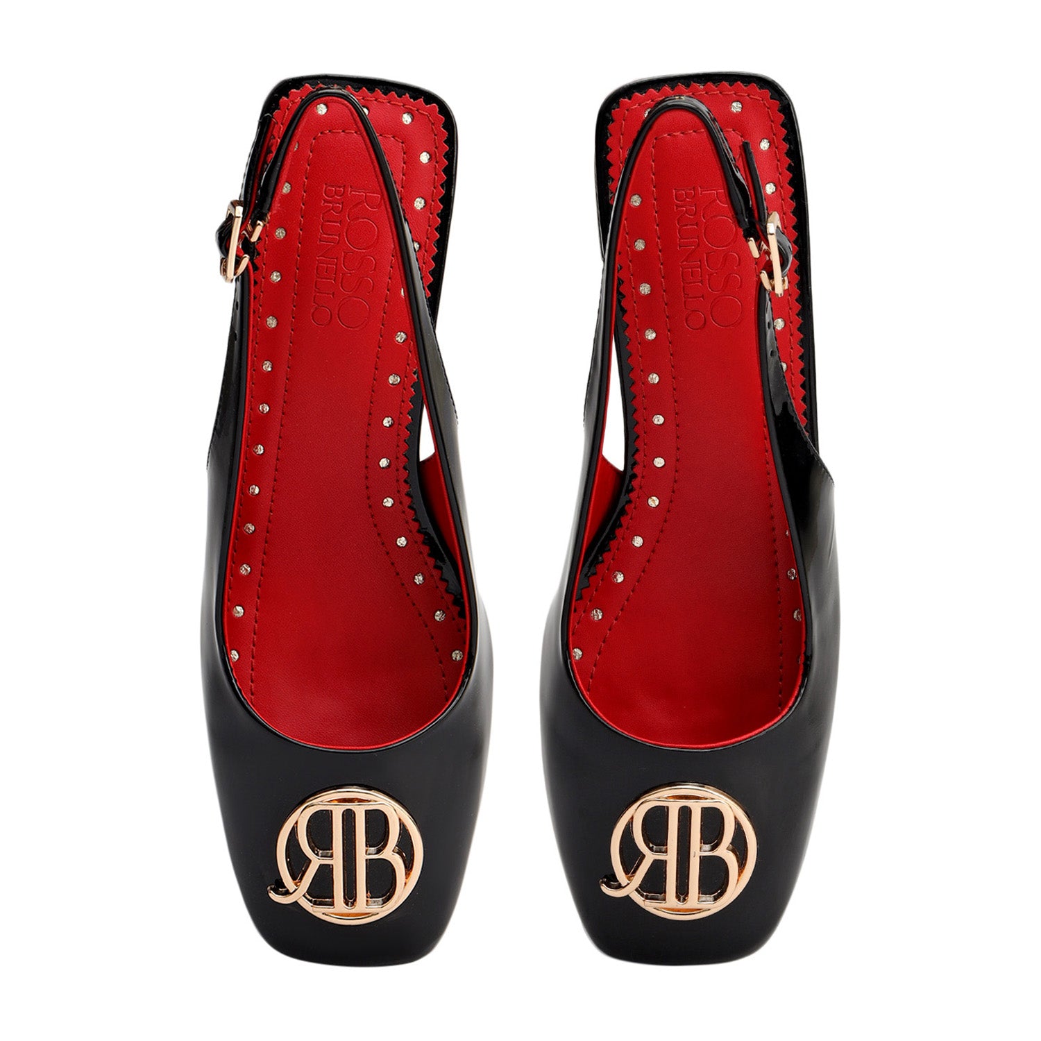 Black Logo Detail Block Heels – Rosso Brunello Leathers Pvt. Ltd.