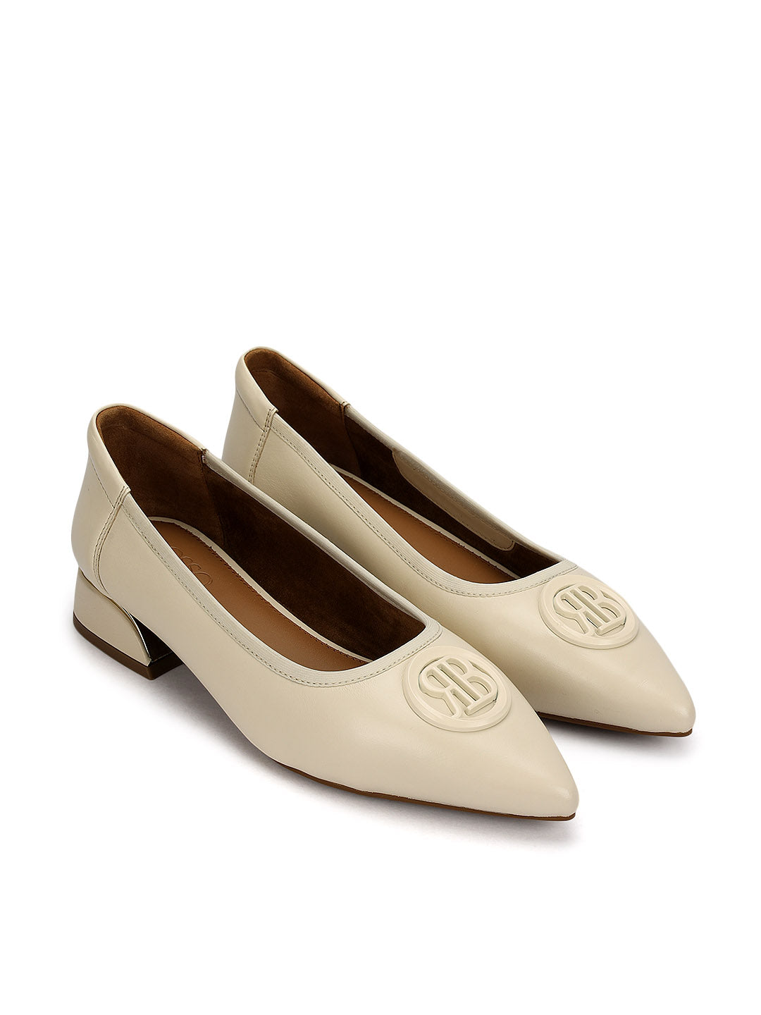 White Logo Block Heels