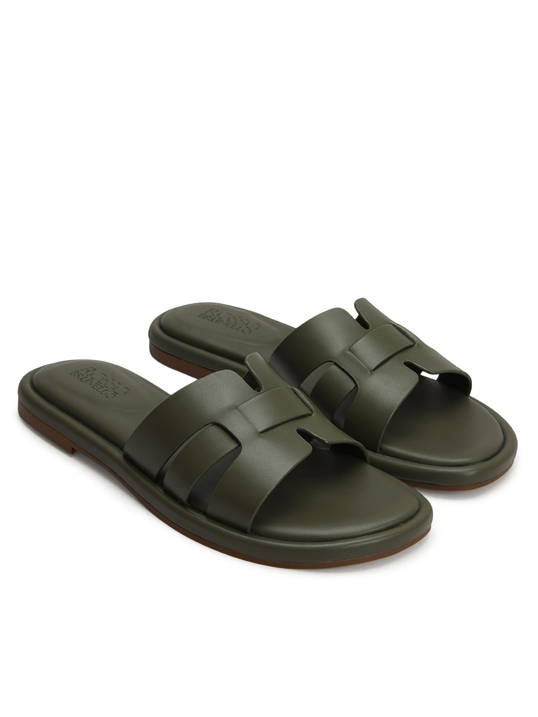 Green Cut-Out Strap Flats