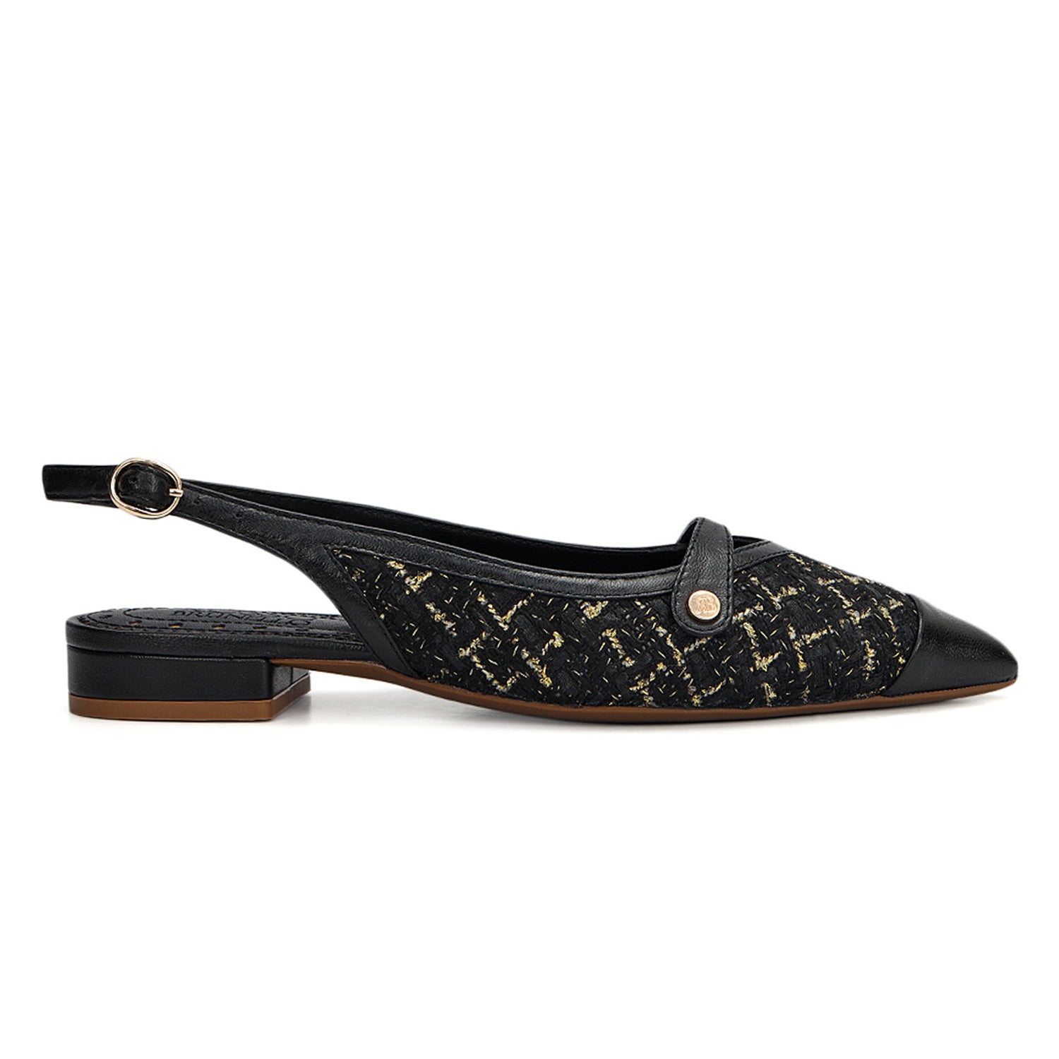 Black Tweed Slingback Flats – Rosso Brunello Leathers Pvt. Ltd.
