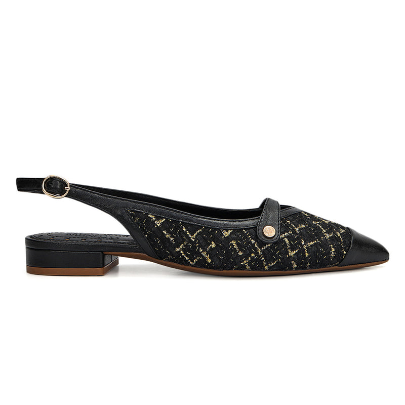 Black Tweed Slingback Flats – Rosso Brunello Leathers Pvt. Ltd.
