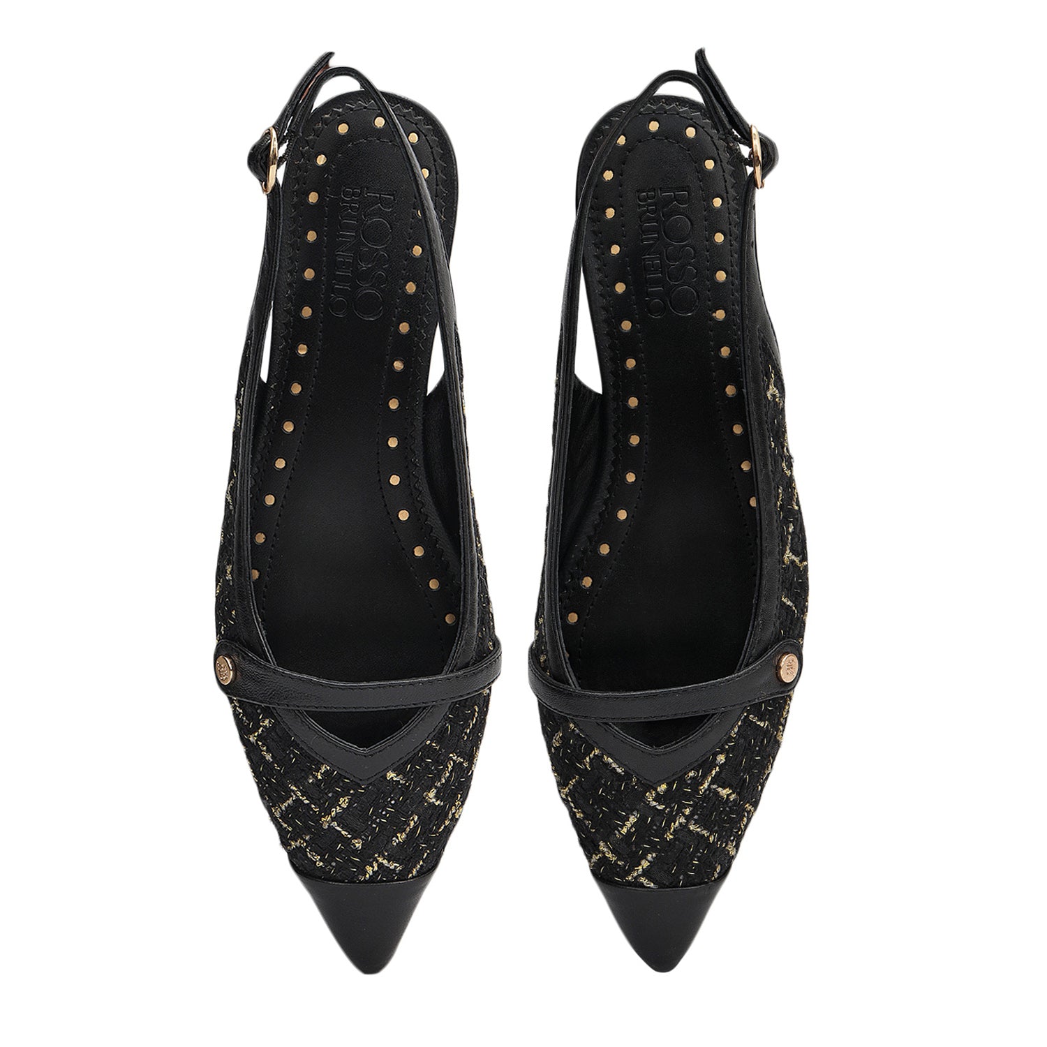 Black Tweed Slingback Flats – Rosso Brunello Leathers Pvt. Ltd.