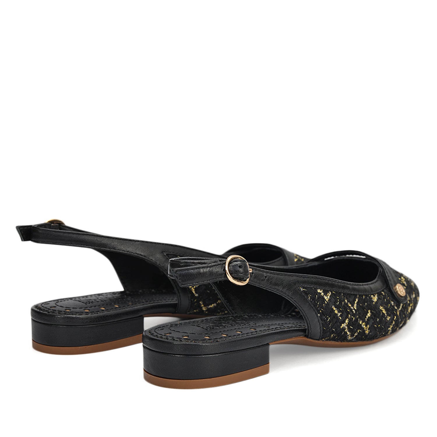 Black Tweed Slingback Flats – Rosso Brunello Leathers Pvt. Ltd.