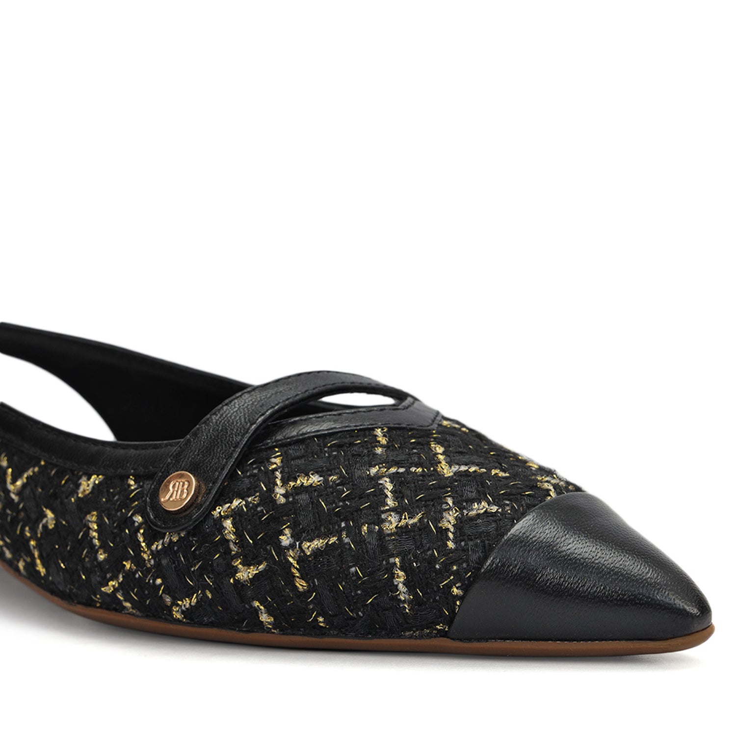 Black Tweed Slingback Flats – Rosso Brunello Leathers Pvt. Ltd.