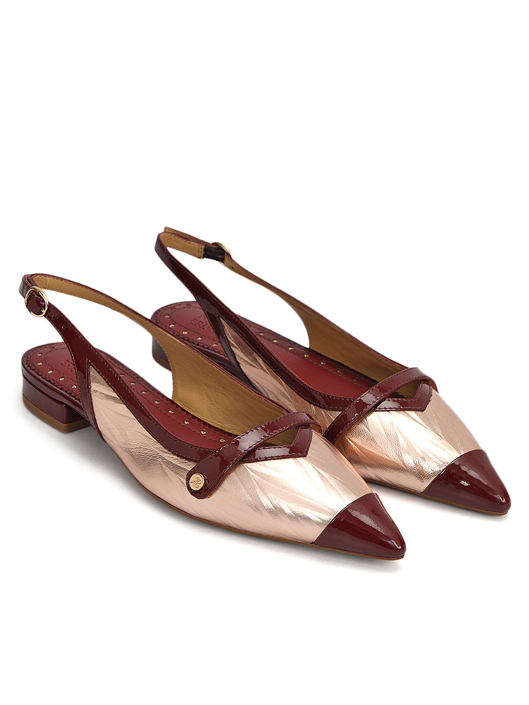 Golden Patent Slingback Flats