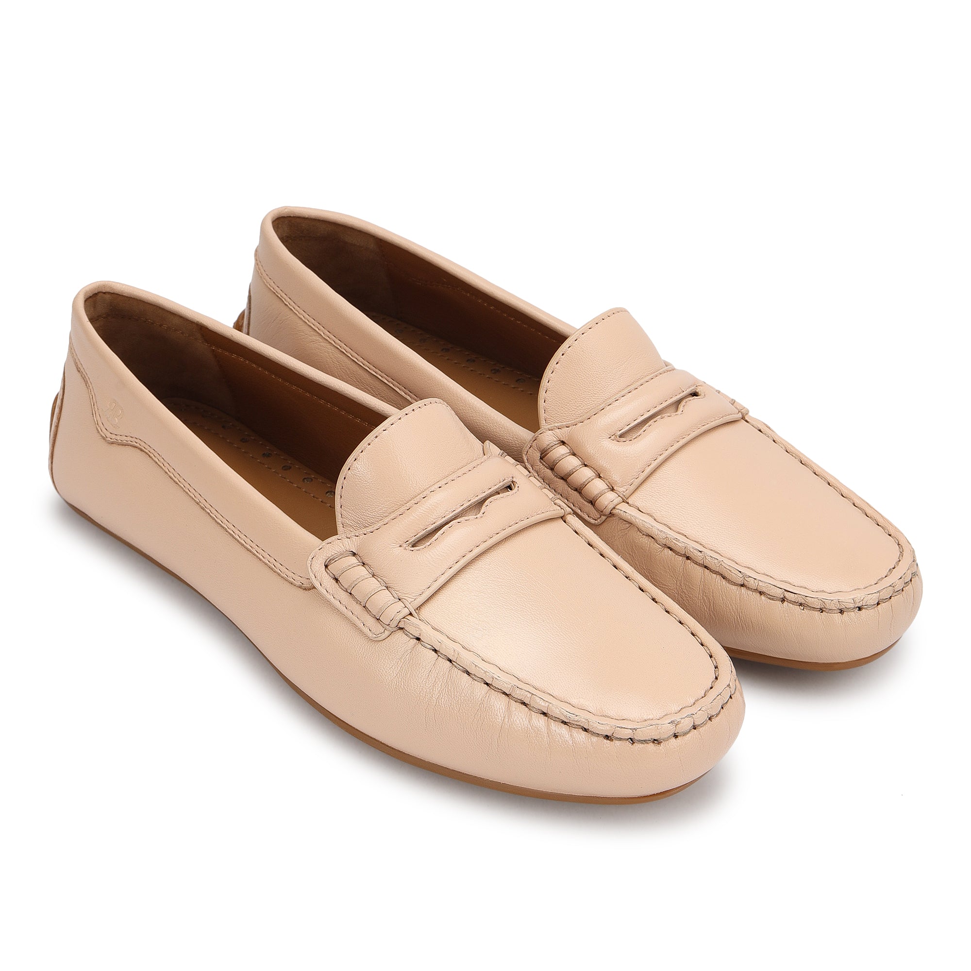Pink Plain Leather Women Moccasins