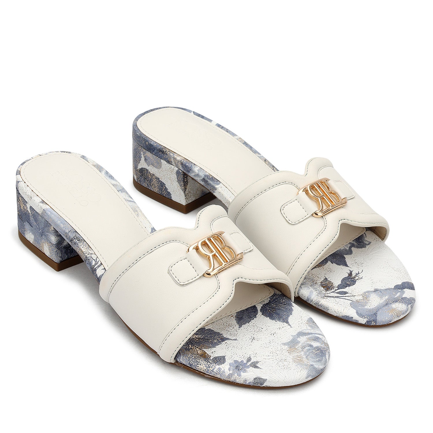 White Logo Buckle Heels