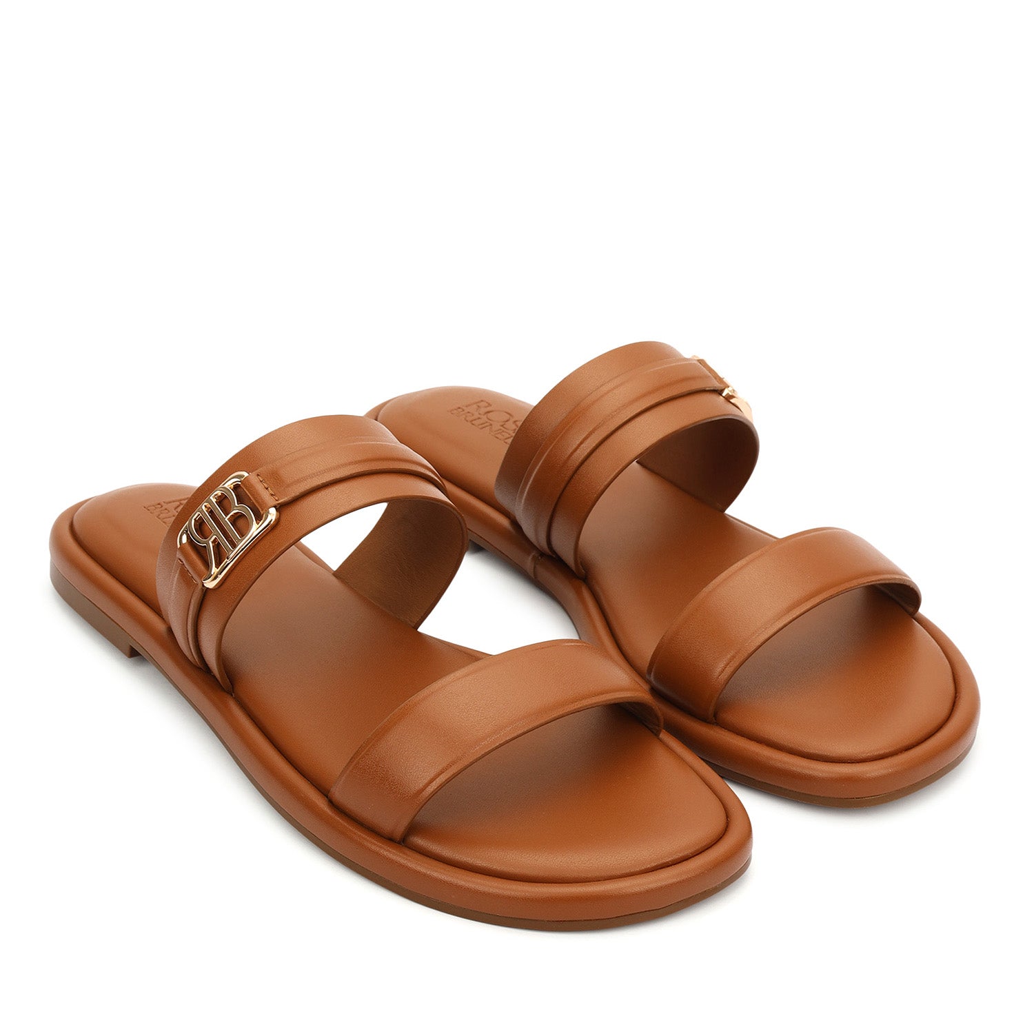 Tan Dual Strap Leather Flats