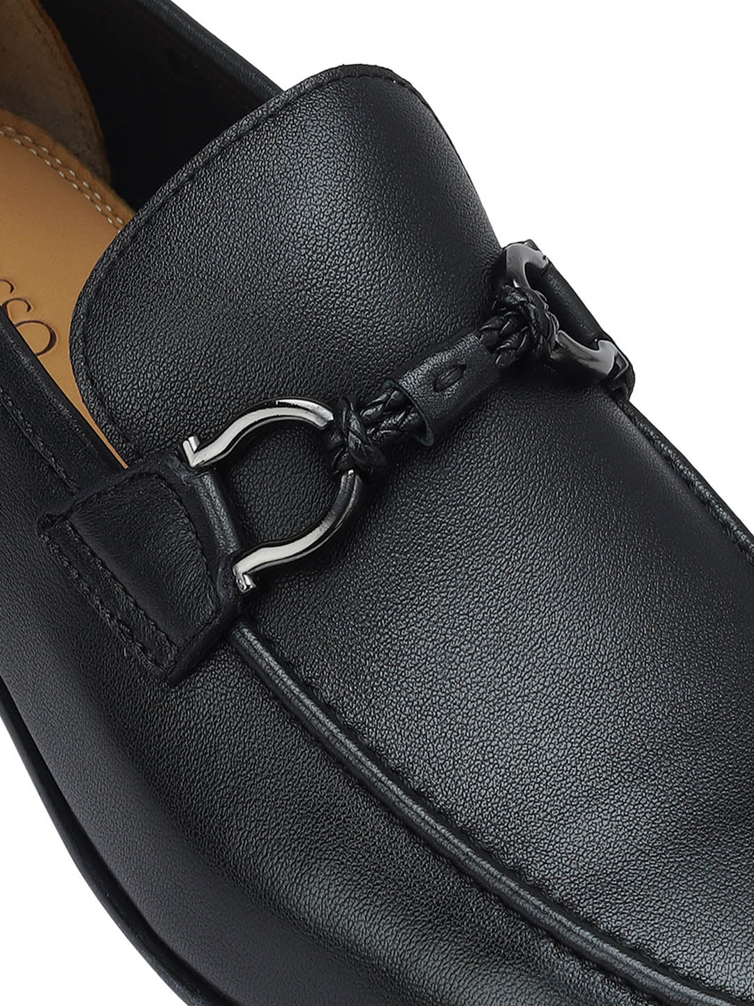 Black Braided Leather Loafers 38 Black