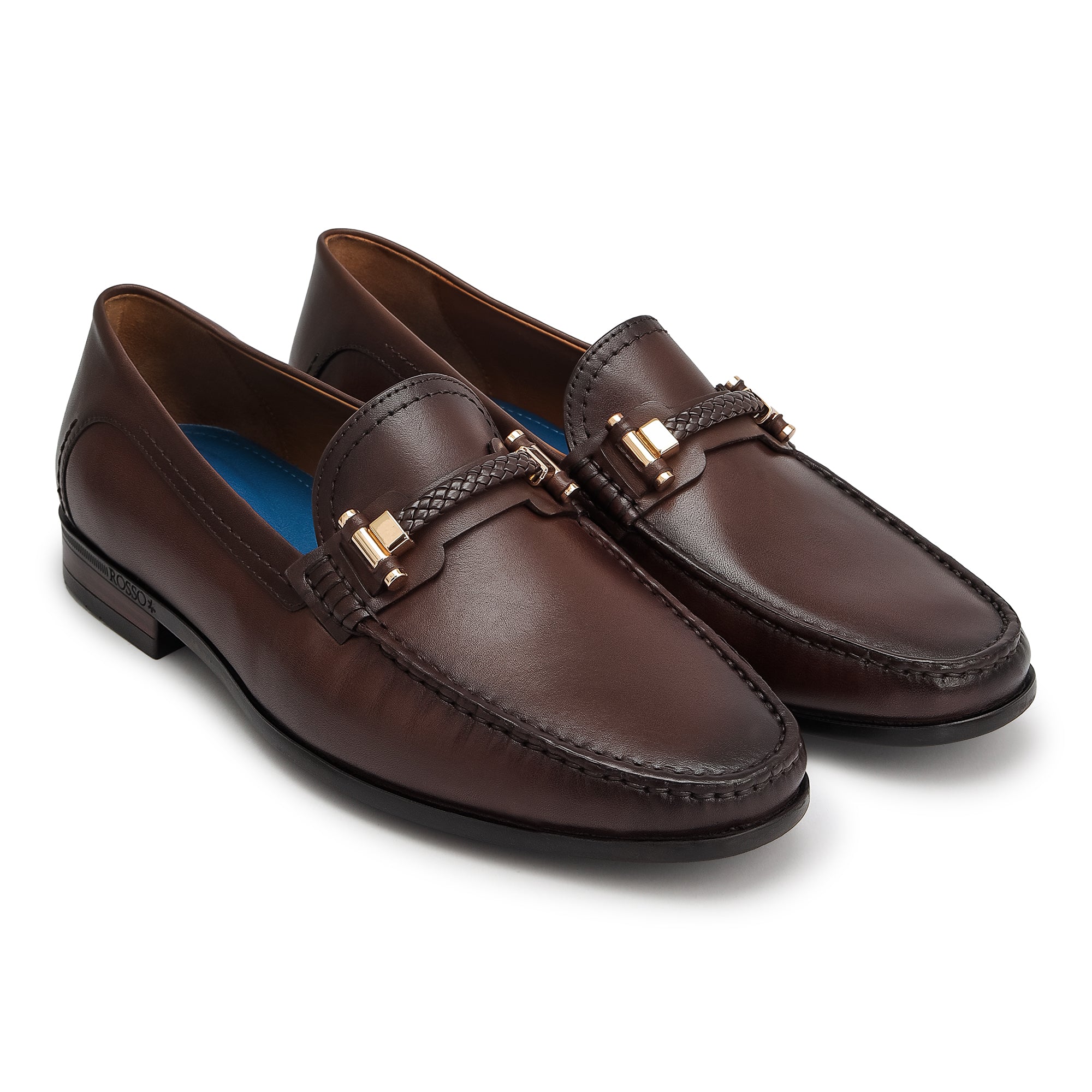 Brown Loafers With Braided Panel