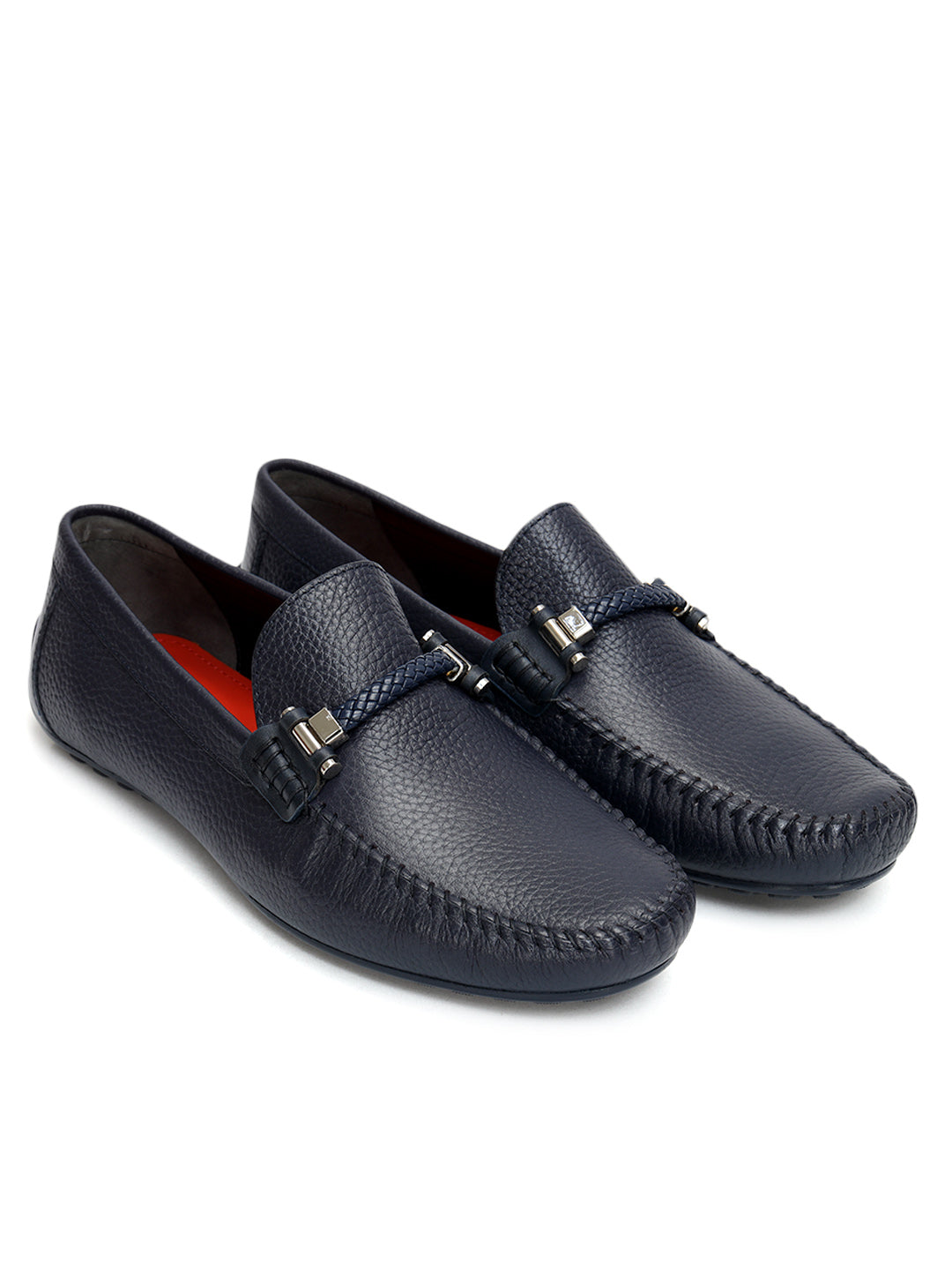 Blue Braided Leather Moccasins