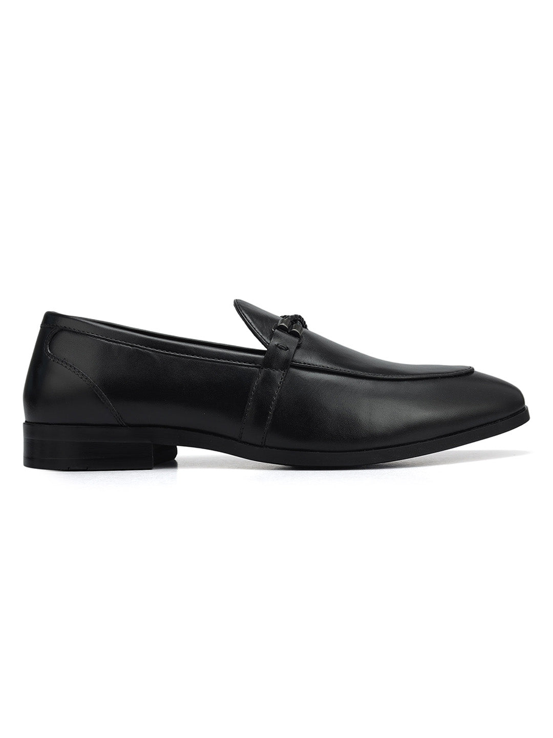 Black Loafers With Braided Panel