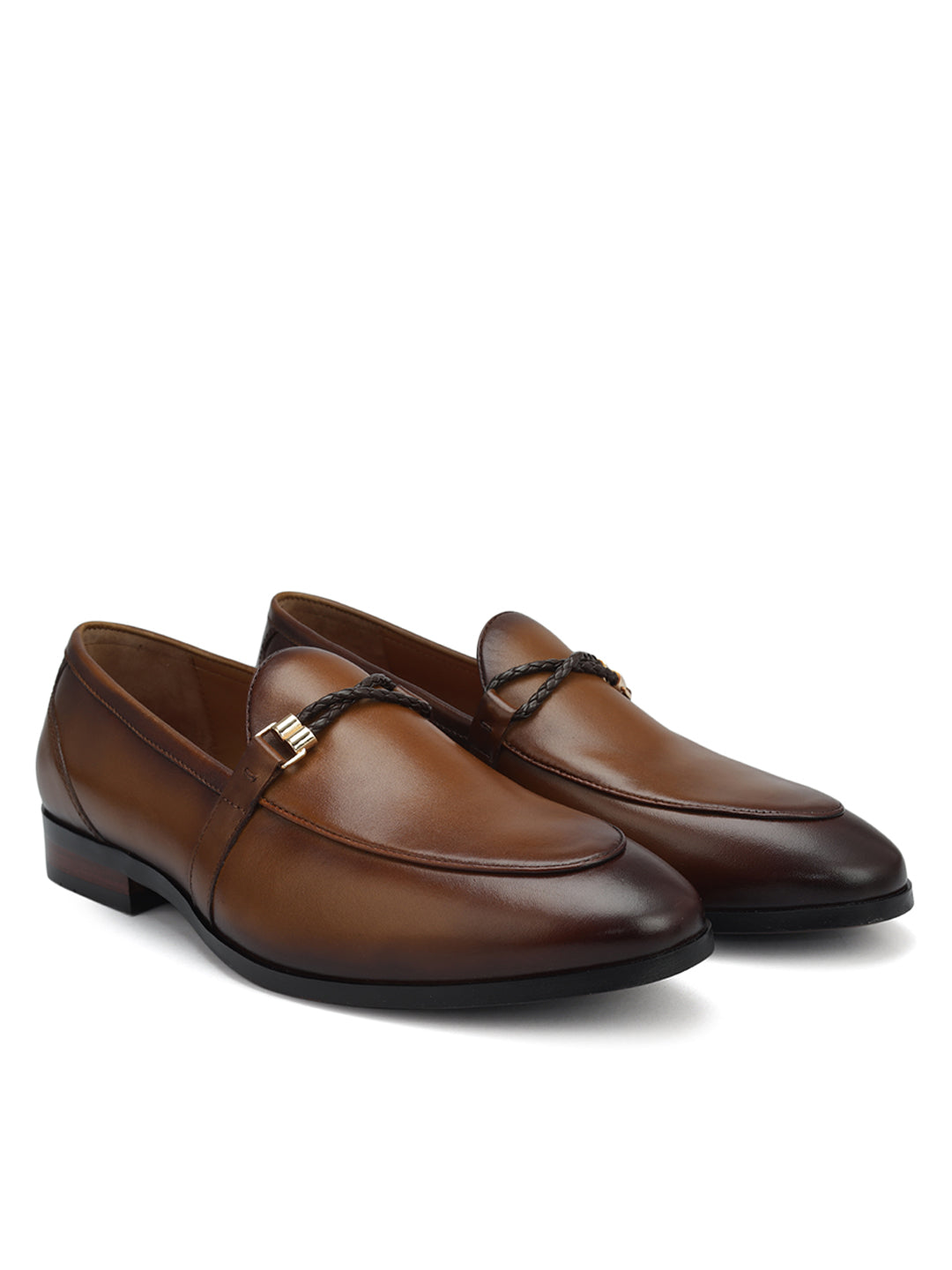 Tan Loafers With Braided Panel