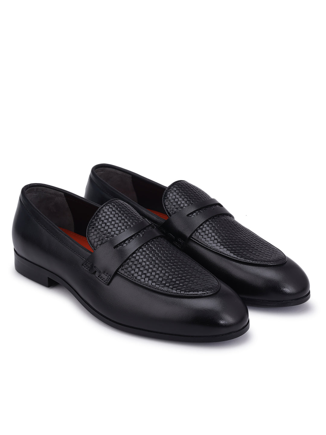 Black Mat Textured Loafers