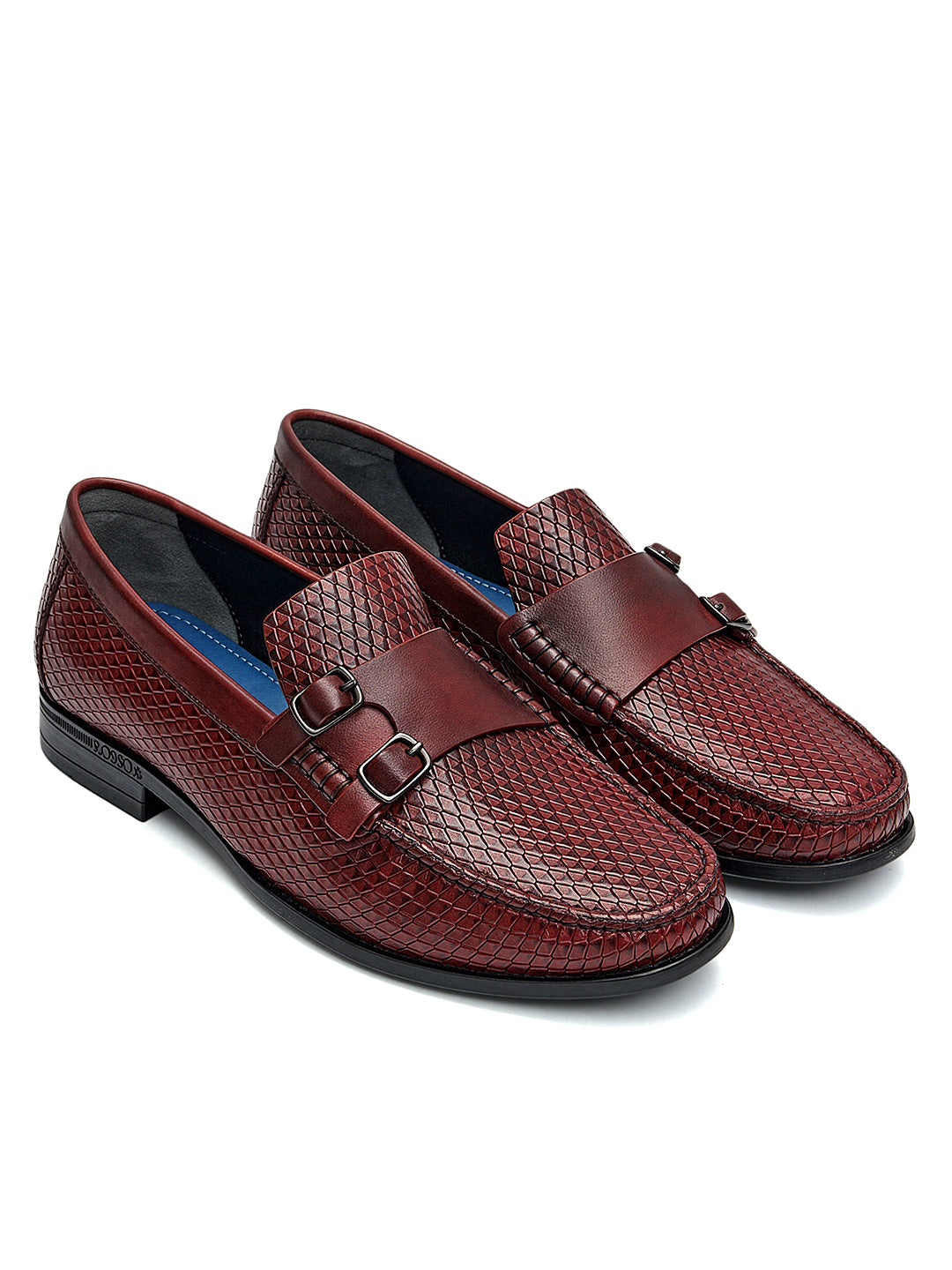 Burgundy Dual-Buckle Loafers