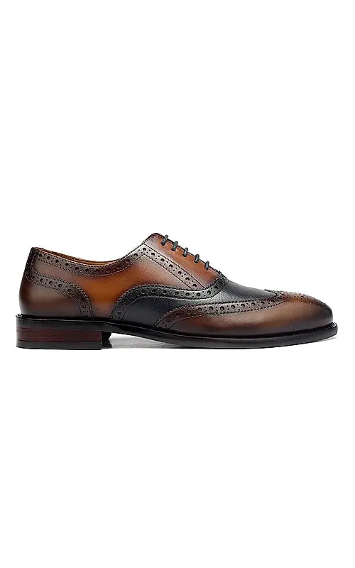 Tan Leather Brogue Lace Ups  Rosso Brunello Leathers Pvt. Ltd.