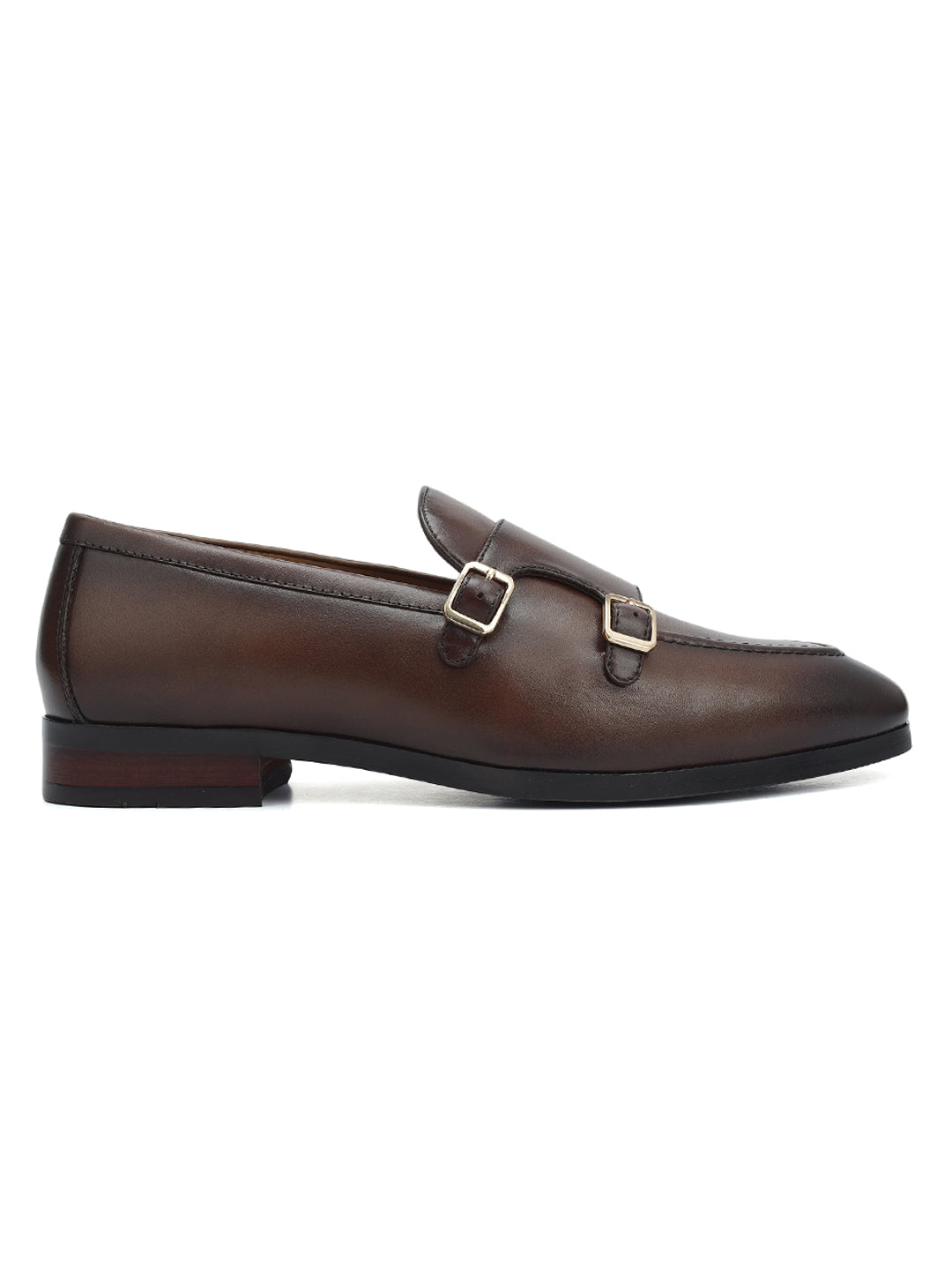 Brown Double Monk Straps Shoes